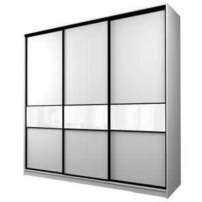 Шкаф 3-х створчатый MAX МШ-23-6-24-999, Профиль Черный/Цвет Белый/Oraclal Белый в Южно-Сахалинске