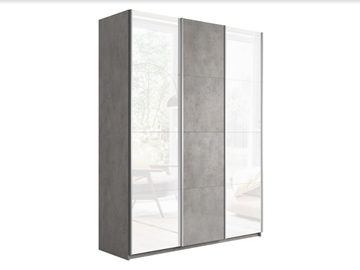 Шкаф Прайм (Белое стекло/ДСП/Белое стекло) 2100x570x2300, бетон в Южно-Сахалинске