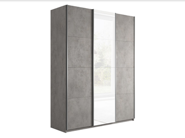 Шкаф трехстворчатый Прайм (ДСП/Белое стекло/ДСП) 2100x570x2300, бетон в Южно-Сахалинске