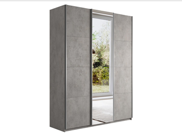 Шкаф трехдверный Прайм (ДСП/Зеркало/ДСП) 1800x570x2300, бетон в Южно-Сахалинске