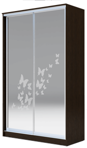 Шкаф 2-х дверный 2200х1362х420 два зеркала, "Бабочки" ХИТ 22-4-14-66-05 Венге Аруба в Южно-Сахалинске