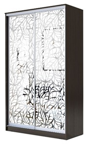 Шкаф 2-х дверный 2400х1200х620 два зеркала, "Листья" ХИТ 24-12-66-17 Венге в Южно-Сахалинске - предосмотр