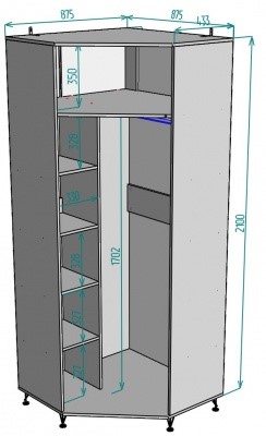 Угловой распашной шкаф Лофт H128, ЯШС в Южно-Сахалинске - изображение 1