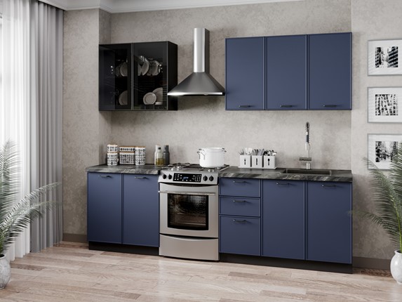Модульная кухня 2600 Индиго, Черный/Темно-синий в Южно-Сахалинске - изображение