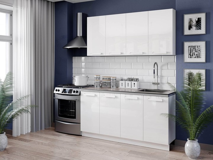 Кухонный гарнитур Герда 2200 (Белый/Белый глянец) в Южно-Сахалинске - изображение