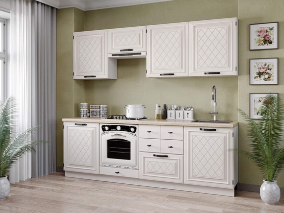 Модульный кухонный гарнитур Марина 2400(Белый/Алебастр) в Южно-Сахалинске - изображение