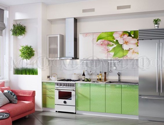 Кухонный гарнитур фотопечать Яблоневый цвет 1,6 в Южно-Сахалинске - изображение