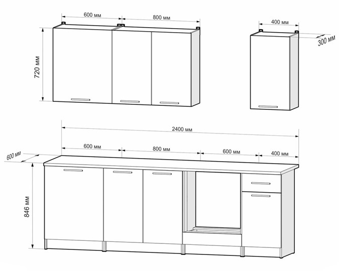Гарнитур кухонный Моника 2,4 м (Дуб Сонома/Белый) в Южно-Сахалинске - изображение 1