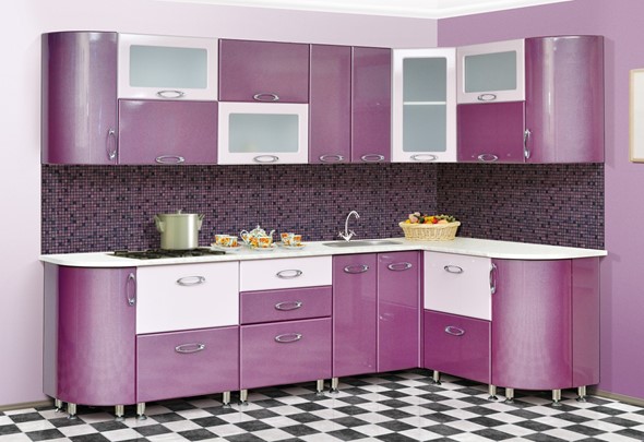 Модульная кухня Мыло 128 2700х1500, цвет Фиолет/Пастель фиолет в Южно-Сахалинске - изображение