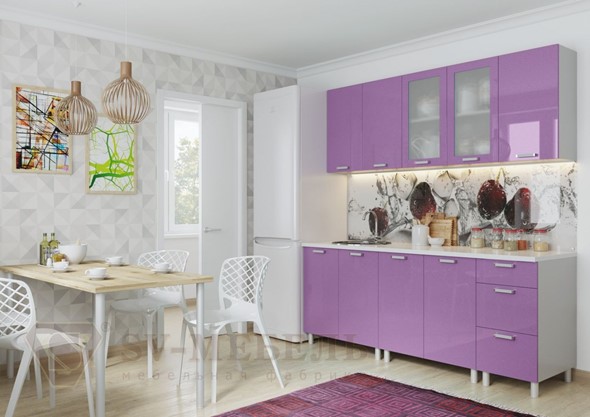 Кухонный гарнитур Модерн, фиолетовый металлик в Южно-Сахалинске - изображение