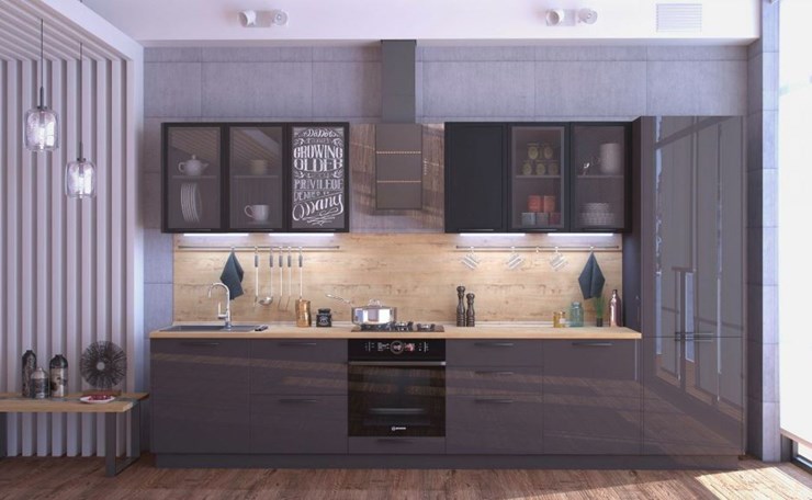 Модульный кухонный гарнитур Герда Антрацит, набор 1 в Южно-Сахалинске - изображение