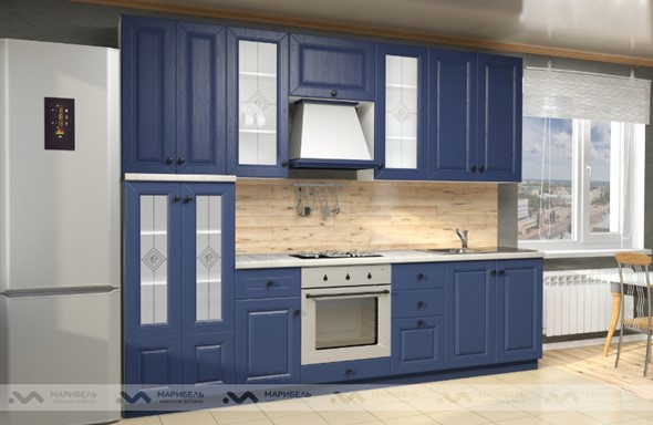 Кухонный гарнитур Вена 2800, цвет Синий в Южно-Сахалинске - изображение