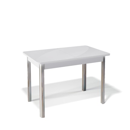 Кухонный раскладной стол Kenner 1100S (Хром/Белый/Стекло белое глянец) в Южно-Сахалинске - изображение