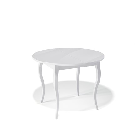 Кухонный стол раскладной Kenner 1000С (Белый/Стекло белое глянец) в Южно-Сахалинске - изображение