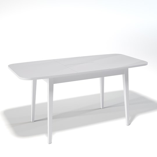Кухонный раздвижной стол Kenner 1200M (Крем/Стекло белое сатин) в Южно-Сахалинске - изображение 1