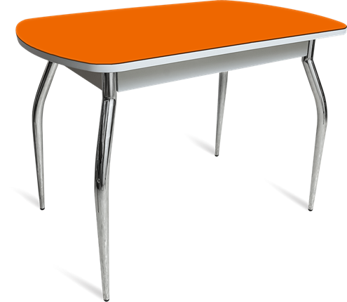 Кухонный стол раскладной ПГ-07 СТ1 белое/оранжевое/35 хром фигурные гнутые в Южно-Сахалинске - изображение