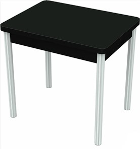 Кухонный стол раздвижной Бари хром №6 (стекло черное/черный) в Южно-Сахалинске - предосмотр