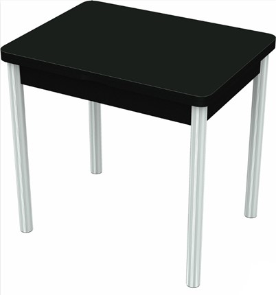 Кухонный стол раздвижной Бари хром №6 (стекло черное/черный) в Южно-Сахалинске - изображение