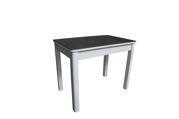 Кухонный раздвижной стол Айсберг-2СТ белое/черное/прямые массив в Южно-Сахалинске - изображение