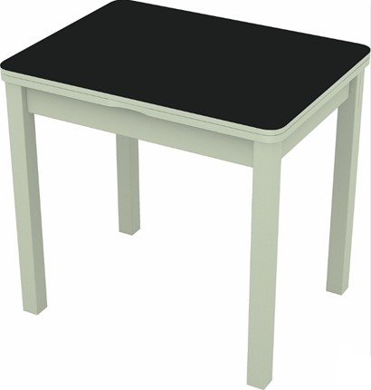 Кухонный раскладной стол Бари дерево №8 (стекло черное/белый) в Южно-Сахалинске - изображение
