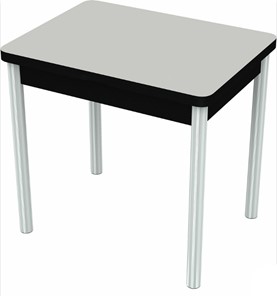 Кухонный стол раскладной Бари хром №6 (стекло белое/черный) в Южно-Сахалинске - предосмотр