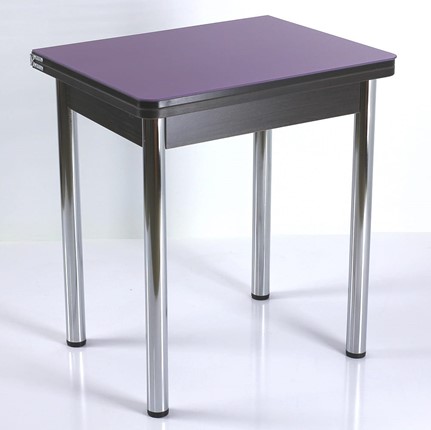 Кухонный пристенный стол СПА-02 СТ2, венге ЛДСП/стекло фиолетовый/39 прямые трубки хром в Южно-Сахалинске - изображение