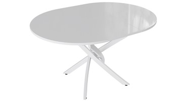 Кухонный раскладной стол Diamond тип 3 (Белый муар/Белый глянец) в Южно-Сахалинске - предосмотр 1