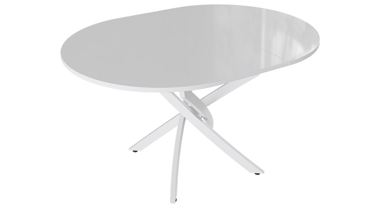Кухонный раскладной стол Diamond тип 3 (Белый муар/Белый глянец) в Южно-Сахалинске - изображение 1