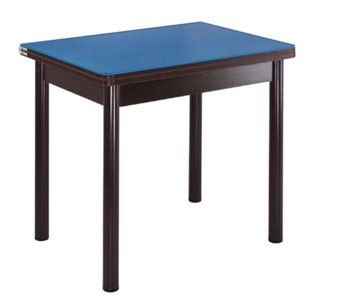 Кухонный пристенный стол СПА-02 СТ2, венге ЛДСП/стекло синие/38 прямые трубки крашеные коричневый в Южно-Сахалинске