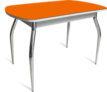 Стол на кухню ПГ-04 СТ белое/оранжевое/хром фигурные в Южно-Сахалинске - предосмотр