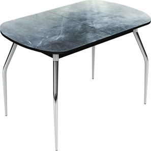 Обеденный раздвижной стол Ривьера исп.2 хром №5 (Exclusive h158/черный) в Южно-Сахалинске