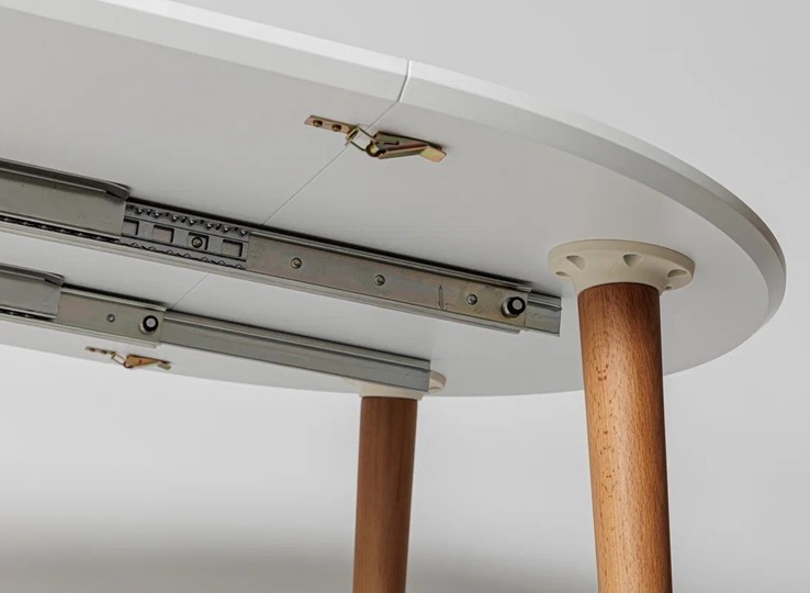 Кухонный стол круглый Белая Эмаль д. 90 см МДФ ножки светлый орех в Южно-Сахалинске - изображение 14