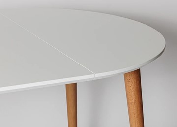 Кухонный стол круглый Белая Эмаль д. 90 см МДФ ножки светлый орех в Южно-Сахалинске - предосмотр 15