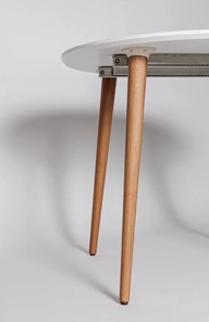 Кухонный стол круглый Белая Эмаль д. 90 см МДФ ножки светлый орех в Южно-Сахалинске - предосмотр 20