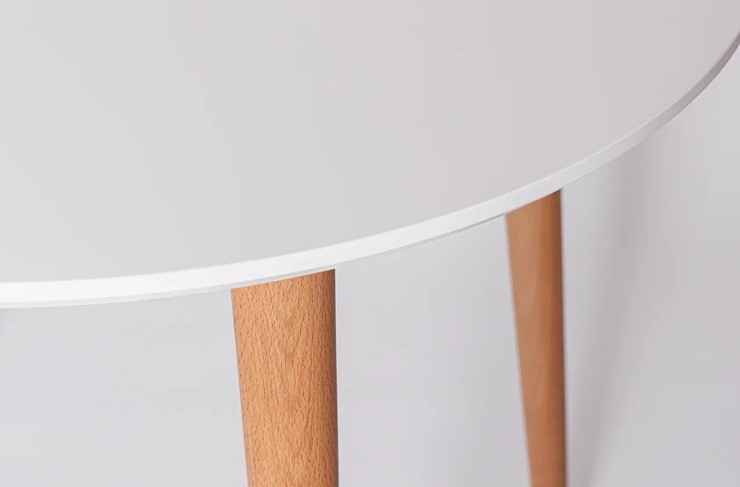 Кухонный стол круглый Белая Эмаль д. 90 см МДФ ножки светлый орех в Южно-Сахалинске - изображение 21