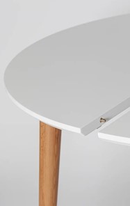 Кухонный стол круглый Белая Эмаль д. 100 см МДФ ножки светлый орех в Южно-Сахалинске - предосмотр 5