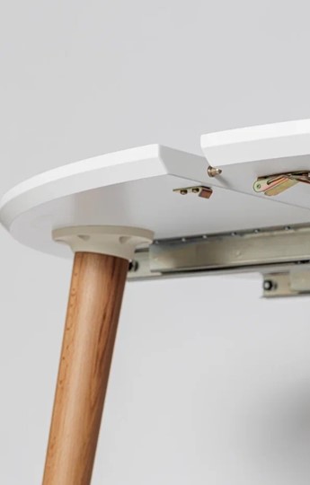 Кухонный стол круглый Белая Эмаль д. 90 см МДФ ножки светлый орех в Южно-Сахалинске - изображение 7