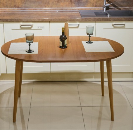 Кухонный стол круглый Орех Гварнери д. 90 см ЛДСП в Южно-Сахалинске - изображение 6