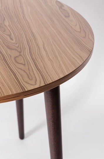 Кухонный раздвижной круглый стол Шпон Ореха д. 100 см МДФ ножки вишня в Южно-Сахалинске - изображение 1
