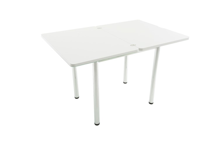 Раздвижной стол Бари хром №6 (стекло белое/белый) в Южно-Сахалинске - изображение 3