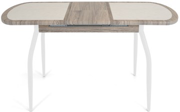 Кухонный стол раскладной Будапешт-2 ПЛ (ноги белые, плитка бежевая/лофт) в Южно-Сахалинске - предосмотр 4