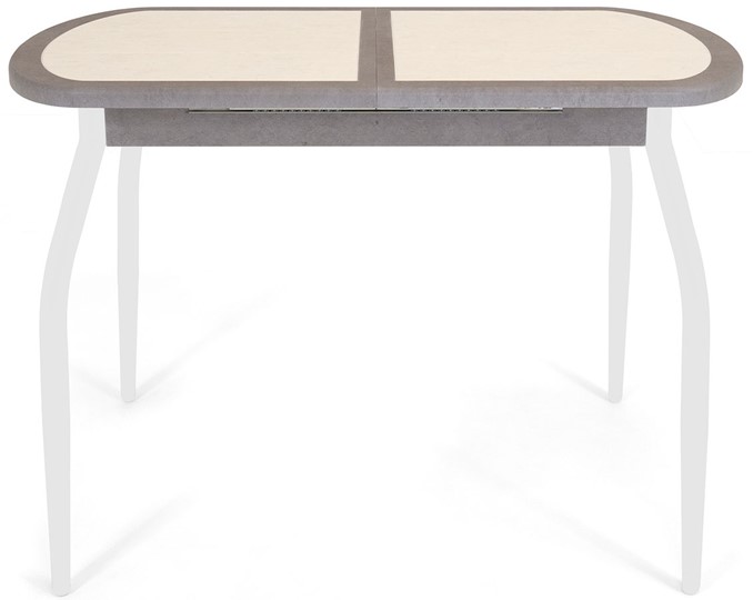 Кухонный стол раскладной Будапешт-2 ПЛ (ноги белые, плитка бежевая/серый камень) в Южно-Сахалинске - изображение 1
