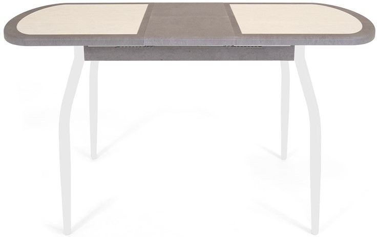 Кухонный стол раскладной Будапешт-2 ПЛ (ноги белые, плитка бежевая/серый камень) в Южно-Сахалинске - изображение 3