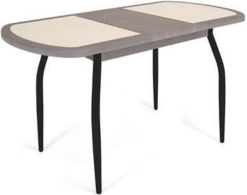 Обеденный раздвижной стол Будапешт-2 ПЛ (ноги черные, плитка бежевая/серый камень) в Южно-Сахалинске - предосмотр 3