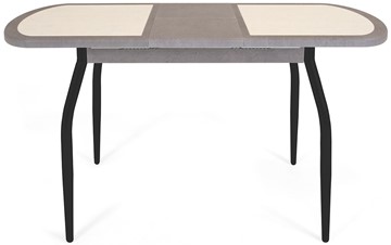 Обеденный раздвижной стол Будапешт-2 ПЛ (ноги черные, плитка бежевая/серый камень) в Южно-Сахалинске - предосмотр 4