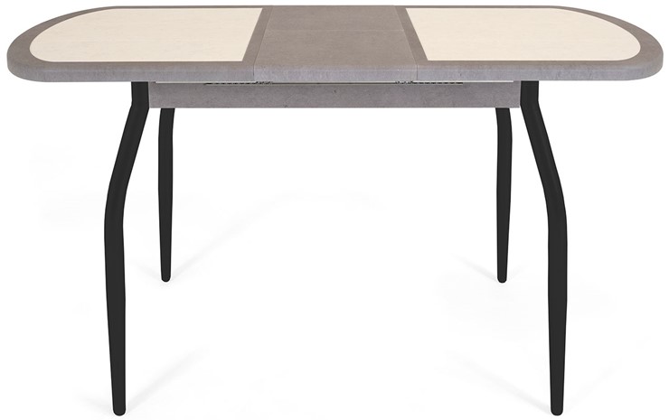 Обеденный раздвижной стол Будапешт-2 ПЛ (ноги черные, плитка бежевая/серый камень) в Южно-Сахалинске - изображение 4