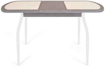 Кухонный стол раскладной Будапешт-мини ПЛ (ноги белые, плитка бежевая/серый камень) в Южно-Сахалинске - предосмотр 3