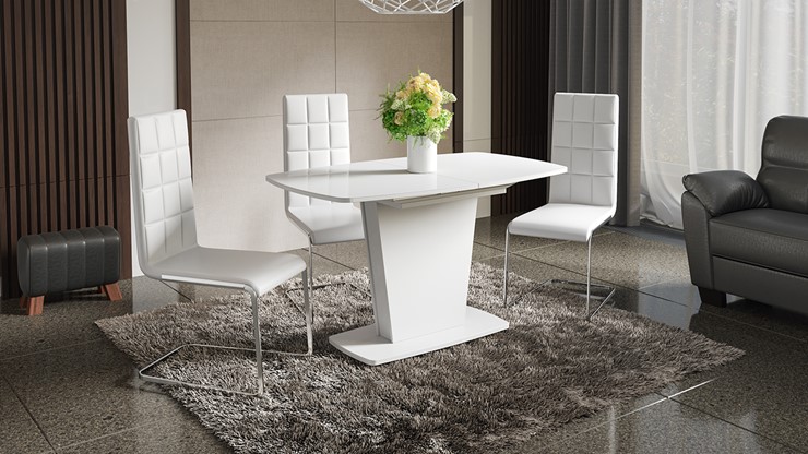 Кухонный раскладной стол Честер тип 2, цвет Белый/Стекло белый глянец в Южно-Сахалинске - изображение 2
