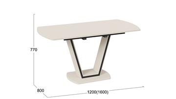 Кухонный раздвижной стол Дели Тип 2 (Бежевый софт, Стекло матовое бежевое) в Южно-Сахалинске - предосмотр 2
