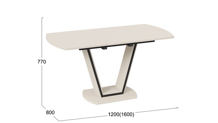 Кухонный раздвижной стол Дели Тип 2 (Бежевый софт, Стекло матовое бежевое) в Южно-Сахалинске - изображение 2